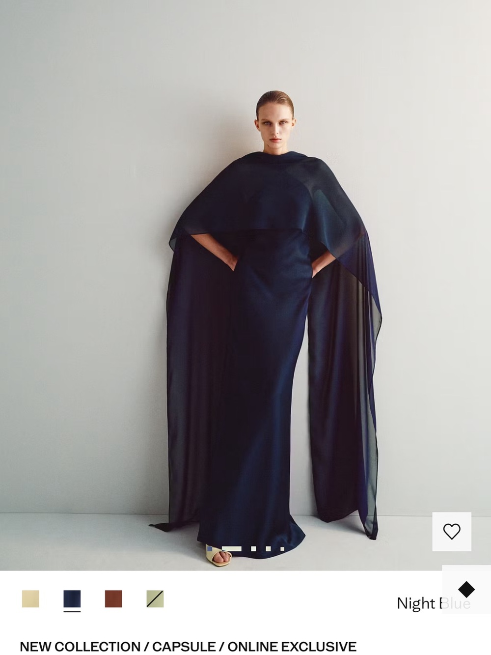 Mango Night Blue Cape Maxi Dress